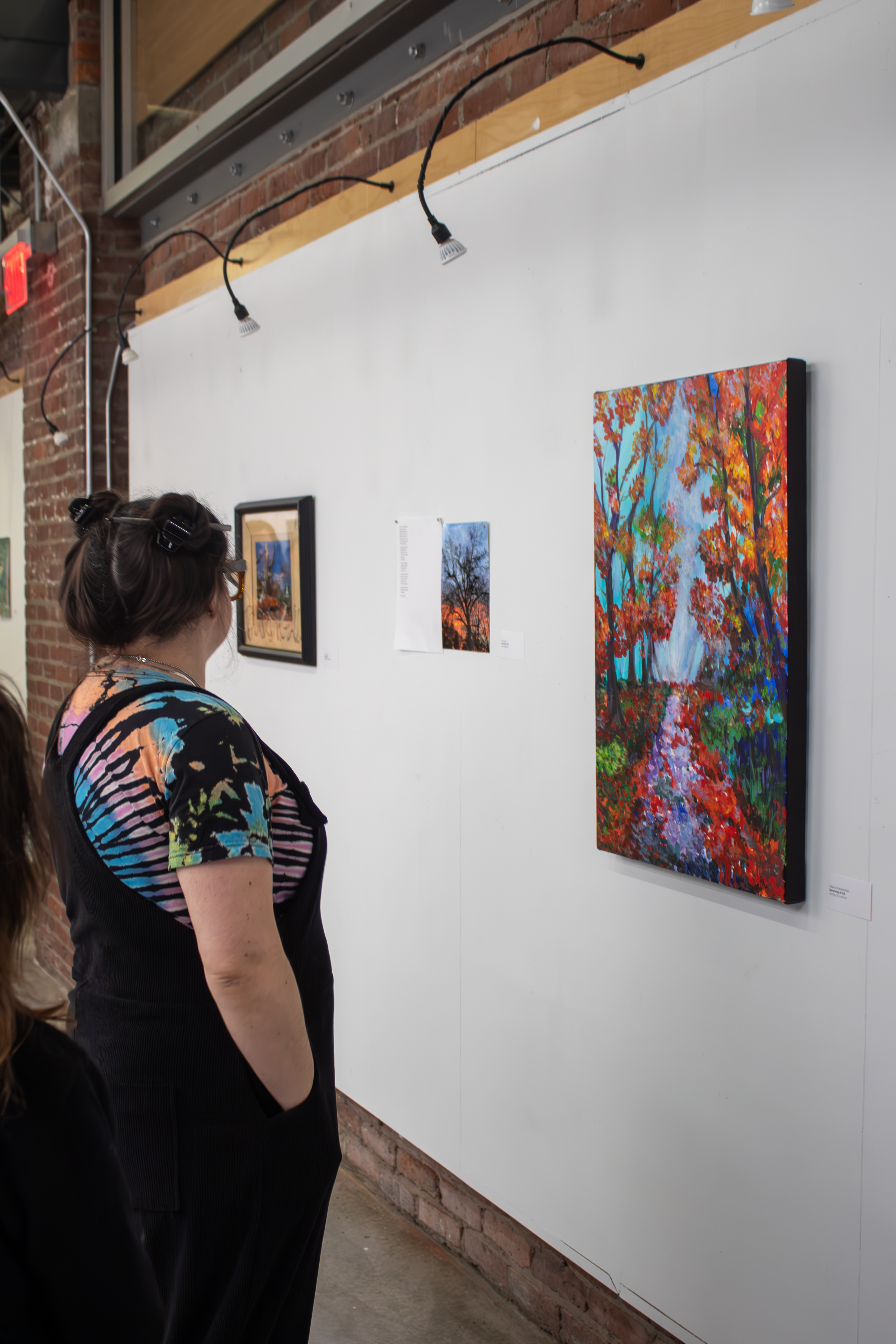 Person viewing Resiliently Rooted exhibit