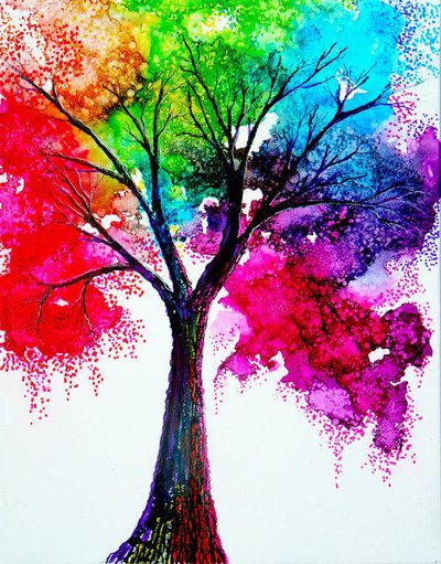 Painted colorful tree