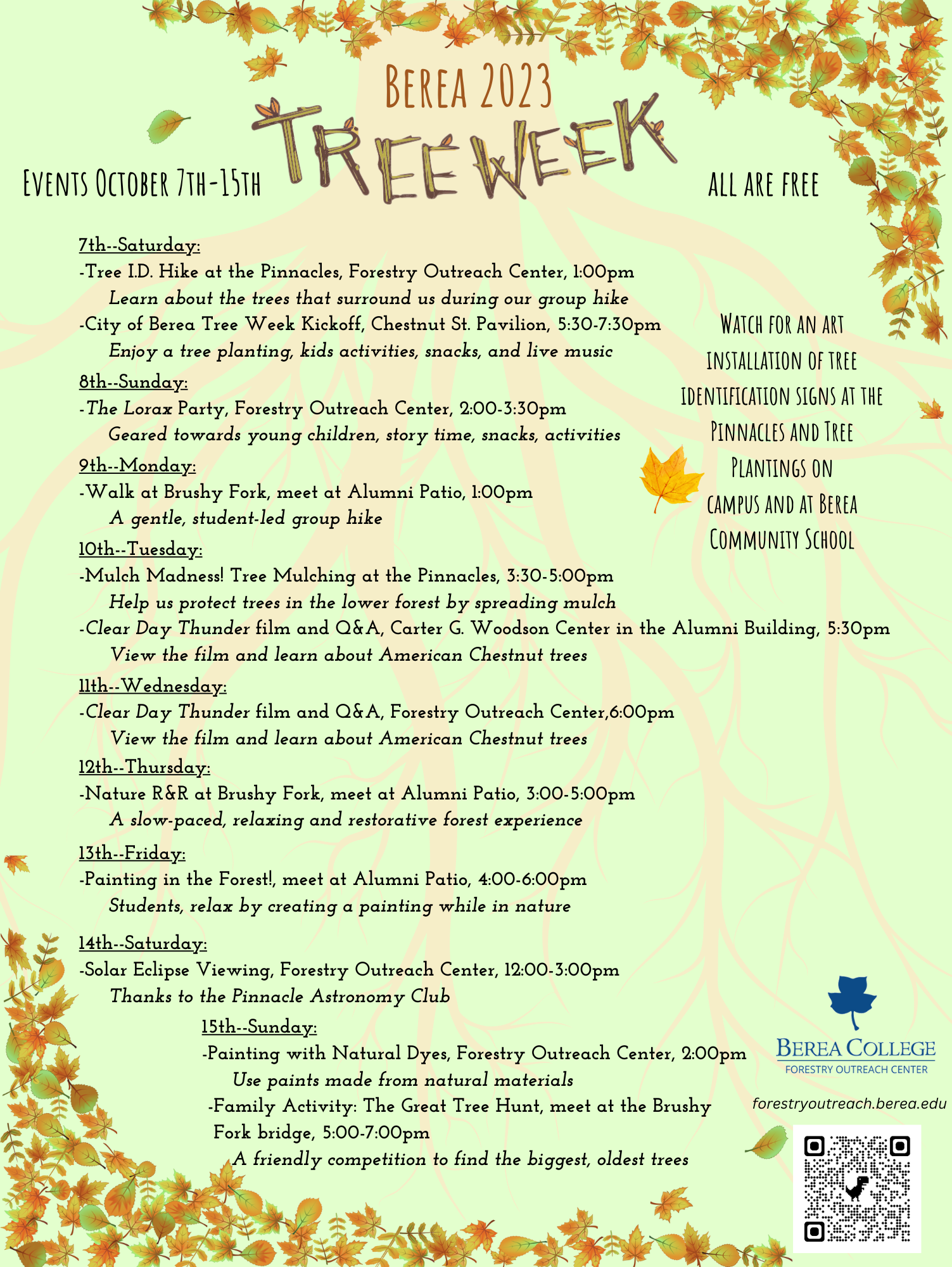 berea, tree week, events
