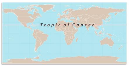 world map tropic of cancer