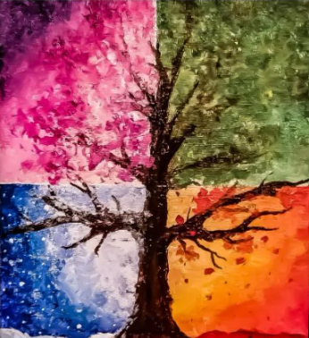 Painted colorful tree